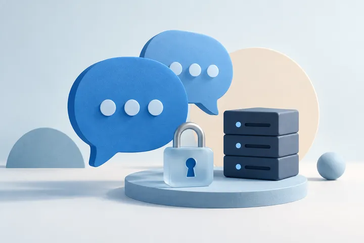 Original conceptual illustration for Chatwoot Community Edition — self-hosted customer conversations