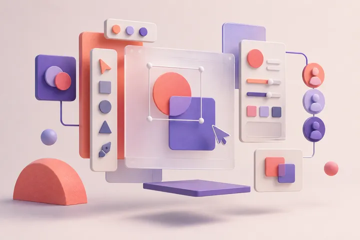 Original conceptual illustration for Figma — interface mockups and prototypes