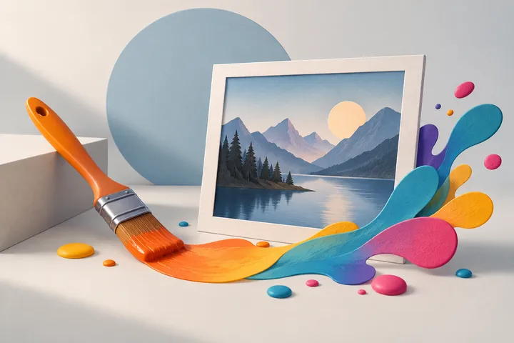 Original conceptual illustration for GIMP — detailed desktop photo editing
