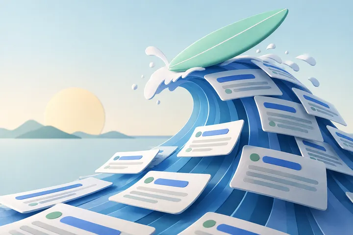 Original conceptual illustration for Keyword Surfer — keyword context while searching