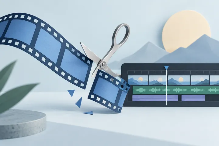 Original conceptual illustration for Shotcut — desktop video editing