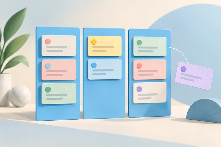 Original conceptual illustration for Trello — visual task tracking