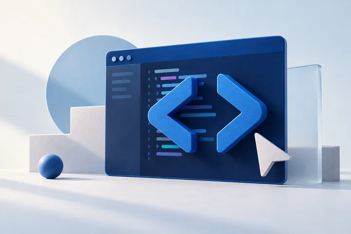 Original conceptual illustration for Visual Studio Code — editing and debugging code